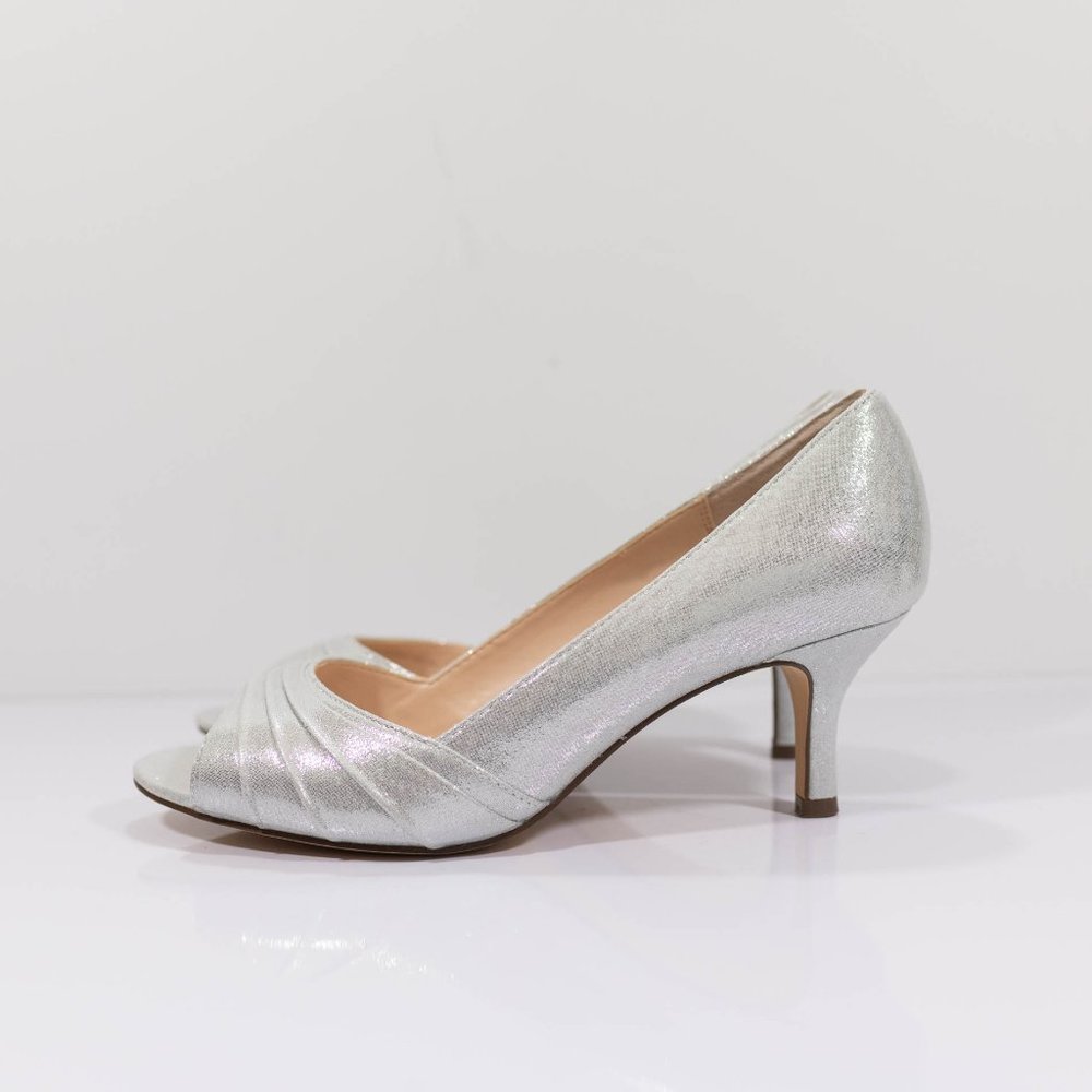 Nina Chezare Metallic Peep Toe Wedding Pumps - Picture 5 of 15